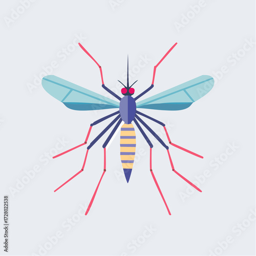An illustration of a mosquito with delicate wings and slender legs, showcasing intricate patterns