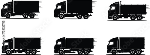 Cargo truck silhouette, delivery lorry, freight transport, logistics vehicle, commercial shipping, supply chain truck, heavy transport, fast delivery, distribution vehicle