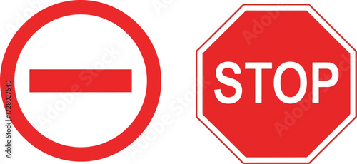 Prohibition Sign with Red Circle and Horizontal Bar Indicating Restriction or Denial on White Background perfect for web and graphic designs