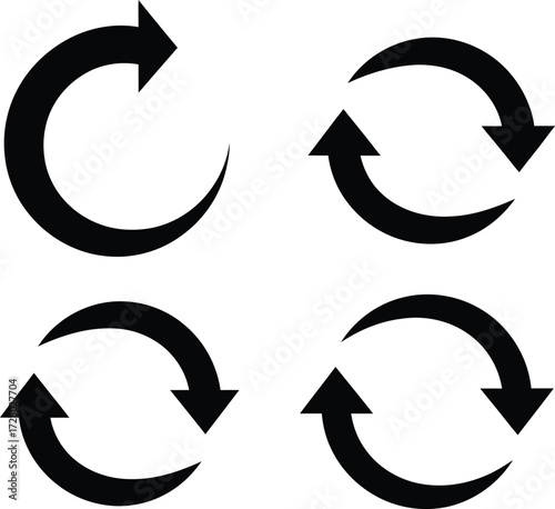 Circular Arrow Vector Set for Business Presentation Graphics and Infographics Demonstrating Process Steps and Iterative Cycles on White Background