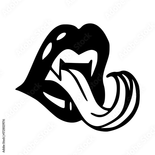 vampire fangs and tongue out clip art