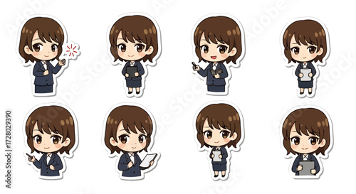 Adobe illustrator artwork vector illustration set of eight cute female character