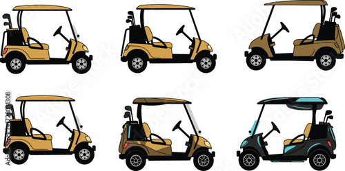 Golf cart illustration, electric vehicle design, outdoor transport concept, compact mobility car, sports utility ride, recreational vehicle, modern lifestyle, transport icon