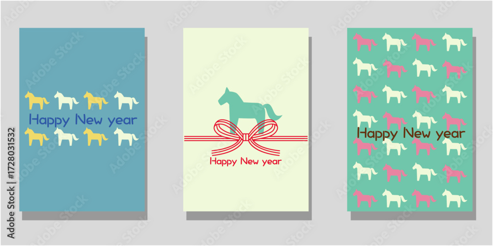 custom made wallpaper toronto digitalSet of 2026 Happy new year template. Cute horse and flower pattern decoration new year card collection. Vector illustration.