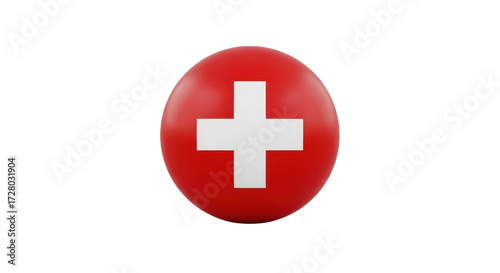 Switzerland flag button, Swiss symbol isolated PNG with Transparent Background