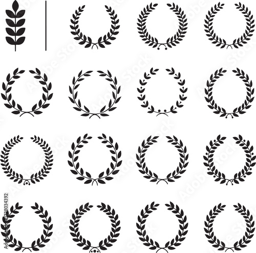 Symbol of Honor: A meticulously curated collection of laurel wreaths, symbolizing victory, achievement, and recognition, ideal for representing honor and excellence.