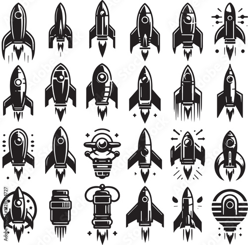 rocket boost set black silhouette art design transparent background illustration stock photos premium quality (4)