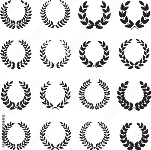 Laurel Wreaths: A collection of elegant laurel wreaths, each one a symbol of achievement, victory, and honor, perfect for designs related to success and triumph.