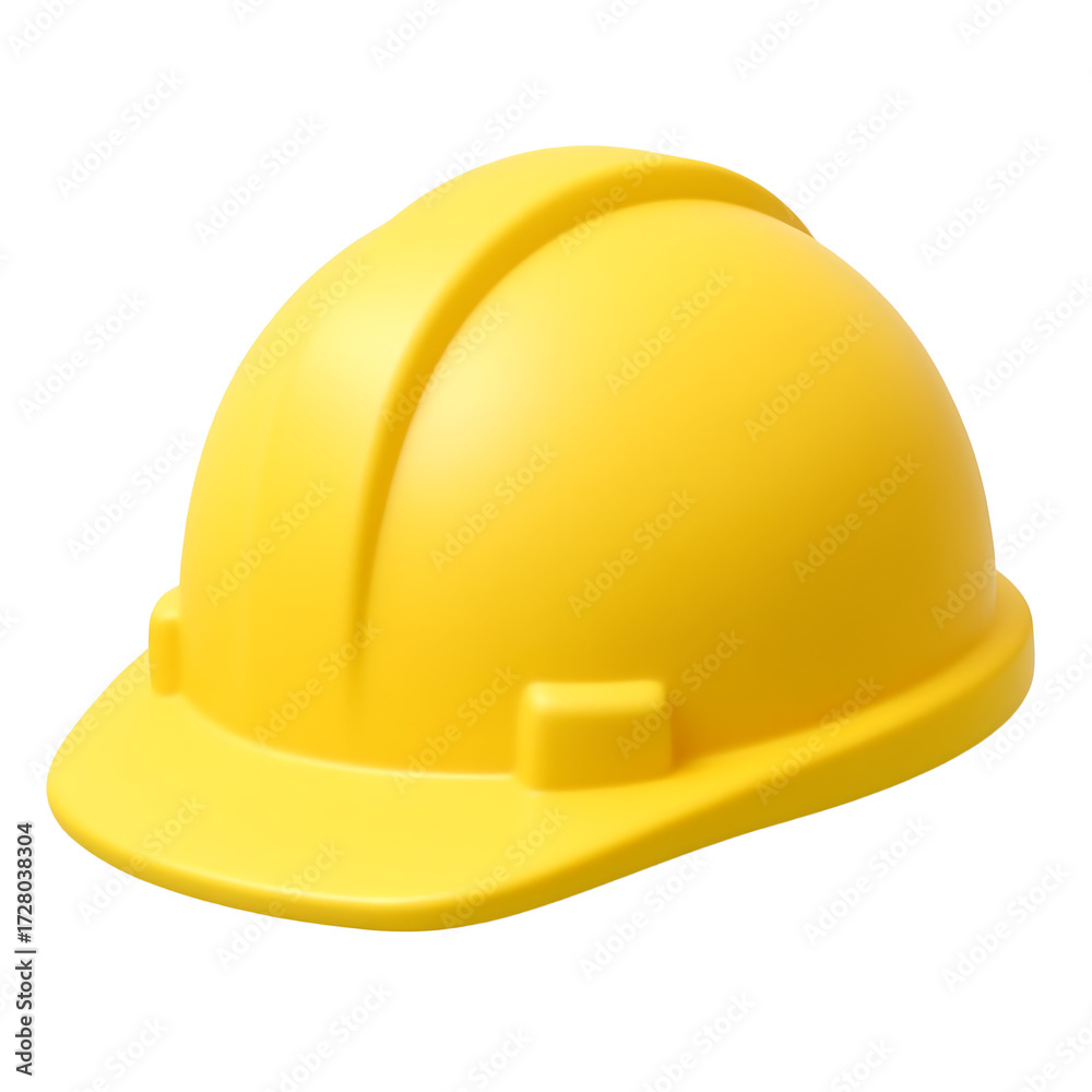 Fototapeta premium Yellow Hard Hat 3D Icon Isolated on White Background