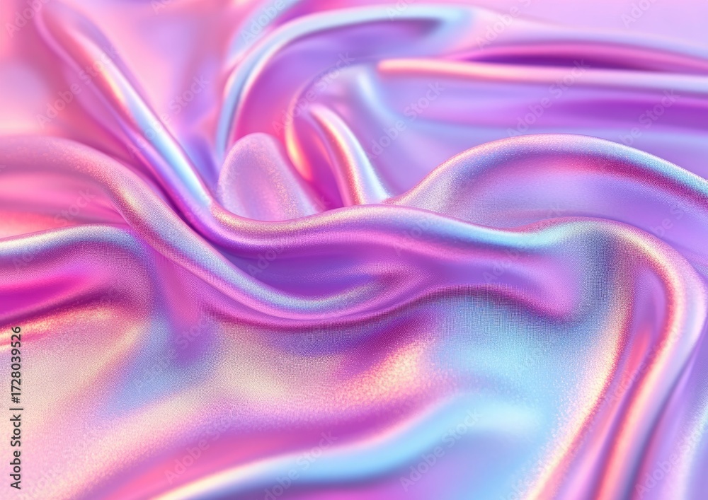 Fototapeta premium Abstract, flowing, iridescent fabric drapes in soft, pastel colors