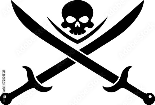Crossed Pirate Swords Silhouette Vector Illustration