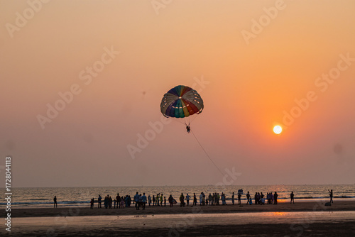 Exciting Parachute Ride with Spectacular Sunset View at Cox's Bazar, Bangladesh.
