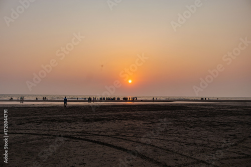 Peaceful Seaside Walk in the Evening at Cox's Bazar, Bangladesh.