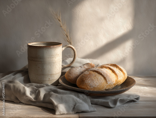 Soft Morning Light on Minimal Kitchen Scene