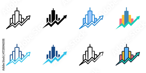Venture capital icon set multiple style collection 
