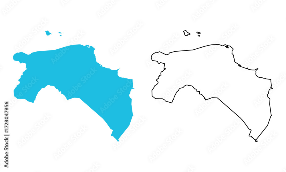 Obraz premium Map of the province of Groningen, Netherlands. Map with detailed outlines and blue silhouettes