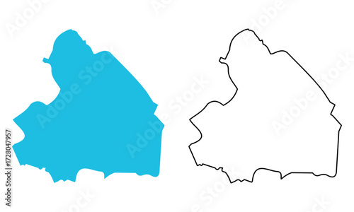 Map of the province of Drenthe, Netherlands. Map with detailed outlines and blue silhouettes