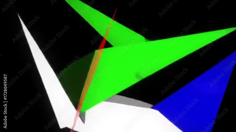 Dynamic geometrical shape formations in black background, multi color abstract presentation