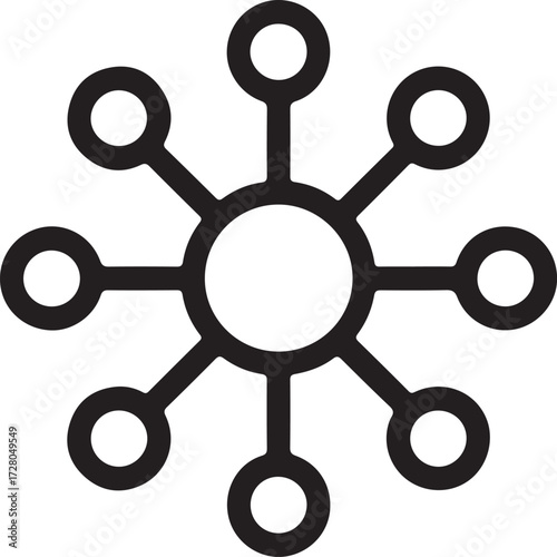 Network Connection Icon with Central Hub vector illustration