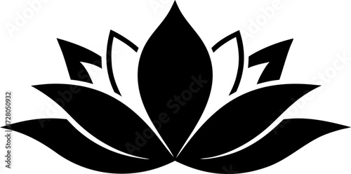 Minimal American Lotus Flower Vector Elegant Black