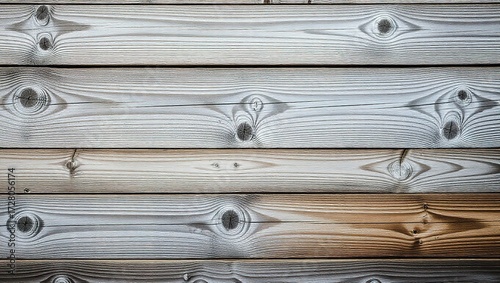 Weathered wooden planks with prominent knots and subtle color va