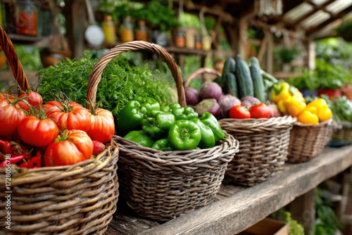 Wallpaper Mural Colorful farmer?s market stall with fresh vegetables and herbs in natural light Torontodigital.ca