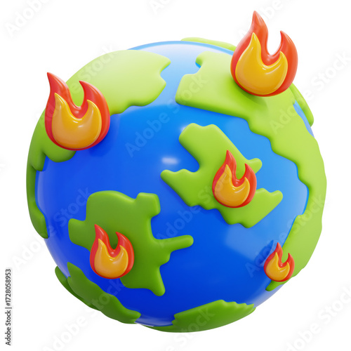 Burning Planet Global Crisis Concept with Fire Damage Illustration for Awareness and Urgency