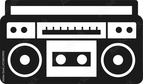 Stylish Boombox with Cassette Tape Vector Clean Silhouette