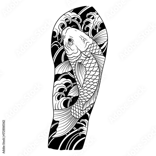 Elegant traditional japanese koi fish tattoo design illustration showcasing cultural symbolism