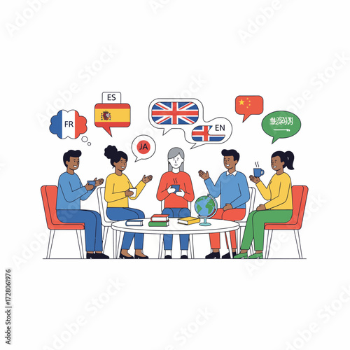 Language Exchange Meeting Diverse Group Learning and Speaking Together