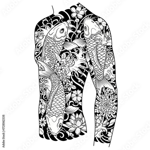 Intricate japanese koi fish tattoo design showcasing traditional art and symbolism creating