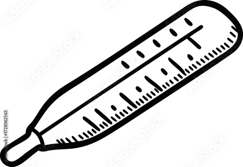 Thermometer Hand Drawn Vector Simple Healthcare Doodle