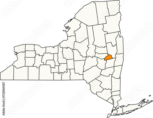 Detailed vector map of New York, USA, highlighting Schenectady County in the Capital Region.

