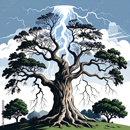 Majestic tree struck by lightning