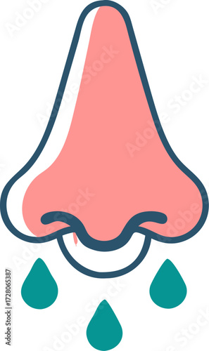 Organic rounded nose icon with liquid drops abstract medical symbol