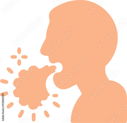Colorful blob style icon of a person coughing