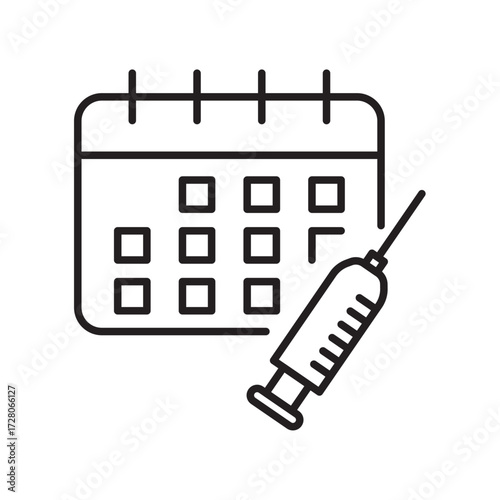 Editable Vaccination Schedule Line Icon