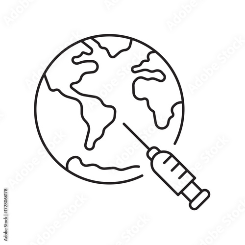 Editable Global Vaccination Line Icon