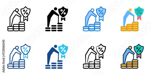 Traditional IRA icon set multiple style collection 
