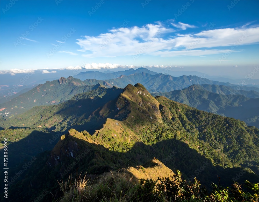 Fototapeta premium Mountain range panorama under a vibrant sky