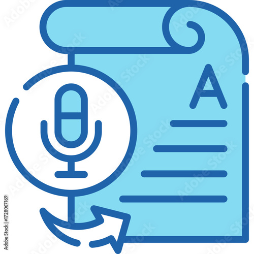 Blue Outline Speech Conversion Icon