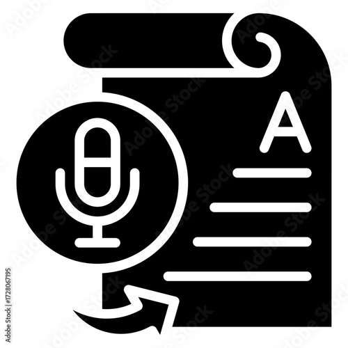 Solid Black Voice to Text Symbol