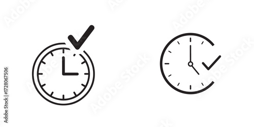 Clock and Checkmark Icons: Time Management and Scheduling Concept