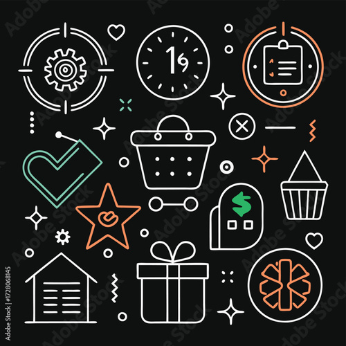 Target marketing with gear and clock for gift customer