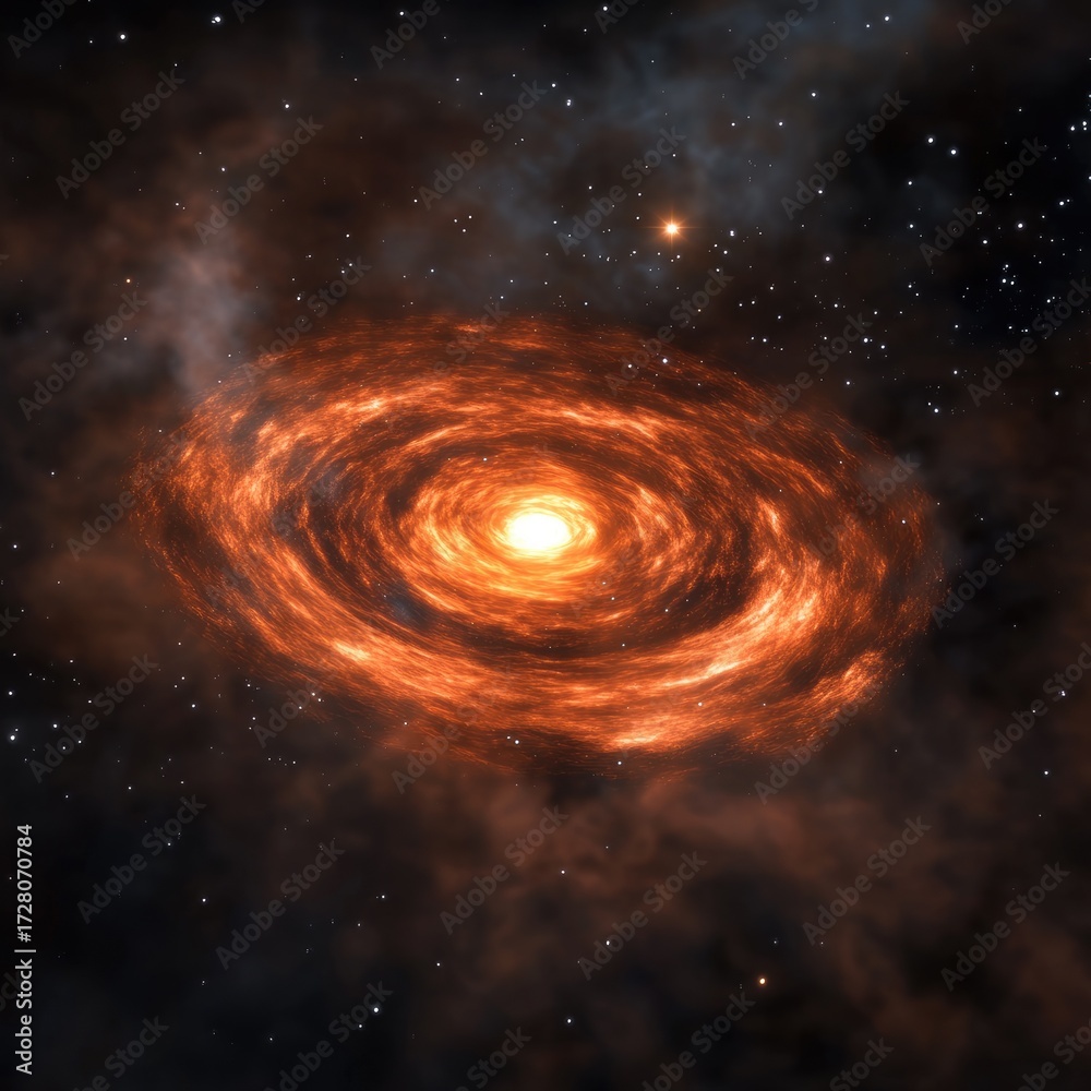 Fototapeta premium Fiery, swirling galaxy in dark space