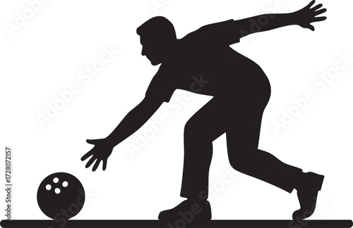 Bowler Throwing Ball Silhouettes Vector Illustration