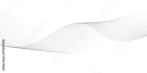 Abstract wave element for design. Digital frequency track equalizer. Stylized line art background. Vector illustration. Wave with lines created using blend tool. Curved wavy line, smooth stripe. 