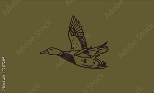 Hunting Wildlife Illustration – Rustic Hand-Drawn Elk, Deer, Duck, and Goose Artwork for Outdoor Apparel