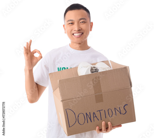 Male Asian volunteer with d...