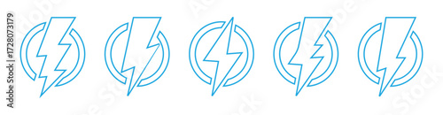 Set of Lightning bolt icon. Flash symbol, thunderbolt, blitz lightnings strike sign vector.  charging. lightning and power cord icon. electricity vector. charging symbol. 